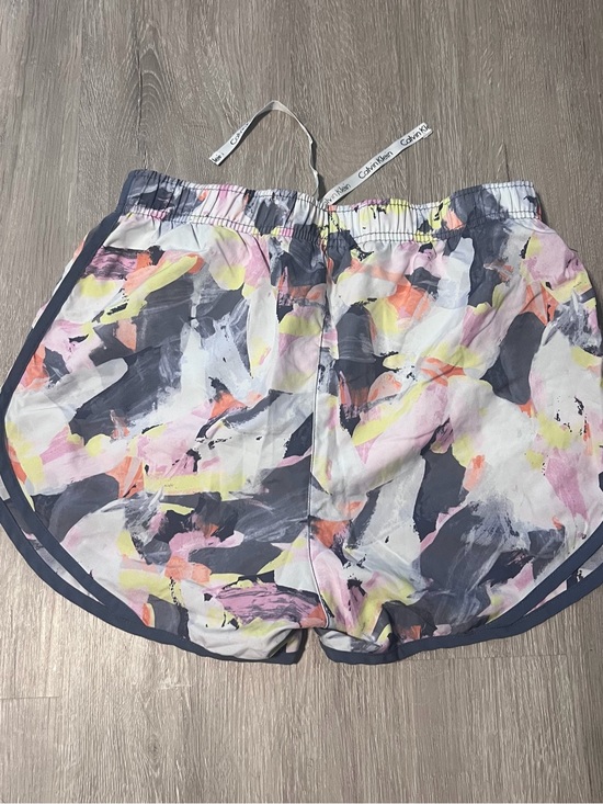 Calvin Klein Pants - Calvin Klein Women's Multicolor Abstract Athletic Shorts - Pink/Gray/Yellow